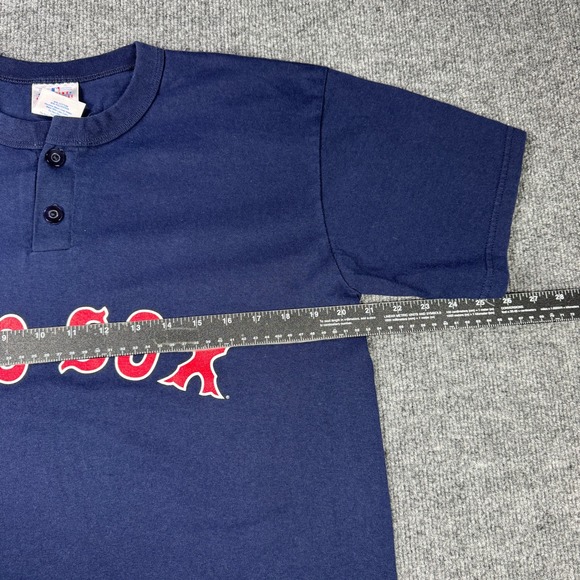 Red Sox Heraty 11 Majestic T Shirt Mens L Blue Henley Baseball MLB Merchandise - Picture 8 of 9